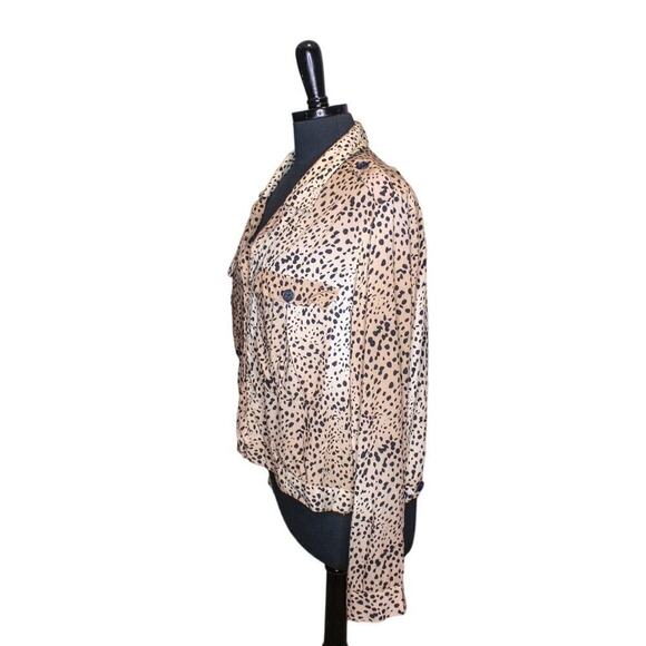 Pistola Cheetah Print Blouse Top Button Up Pockets Size XL - Picture 2 of 5